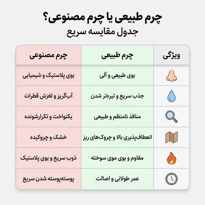 چرم طبیعی یا مصنوعی؟ راهنمای کامل تشخیص جنس کفش قبل از خرید